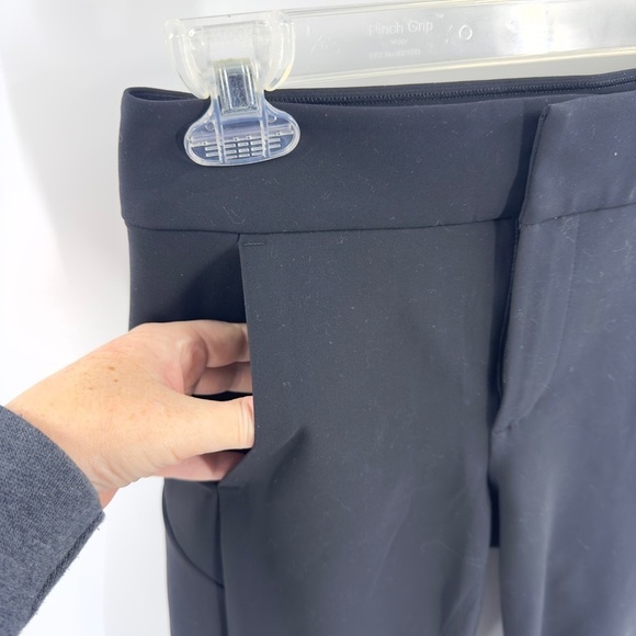 Athleta Womens Stellar Flare Trouser Pants Size 2 Petite Black Zip Leg Stretch - Picture 3 of 12